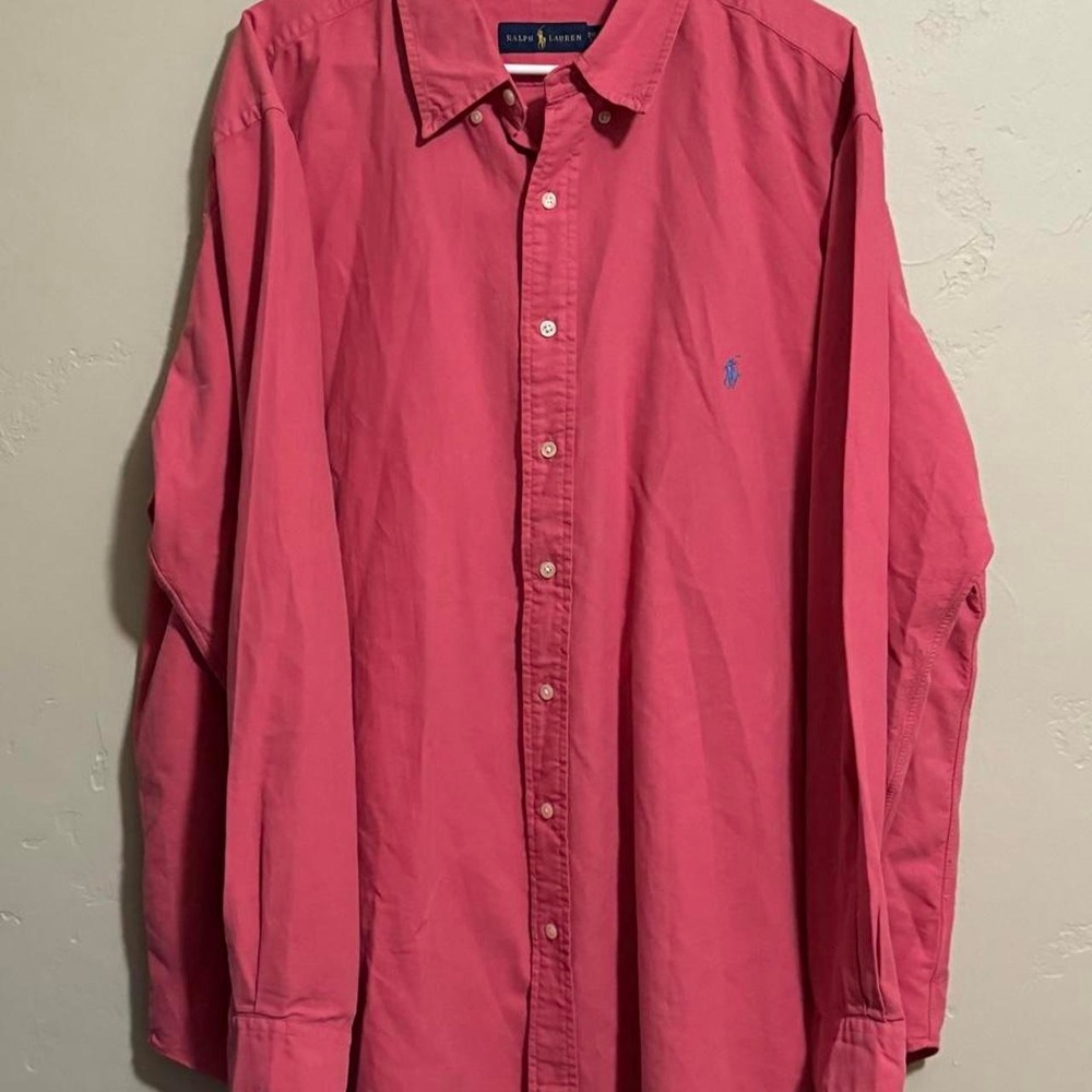 Polo Ralph Lauren Mens 2XB Coral Pink Oxford Button Down Shirt Big & Tall